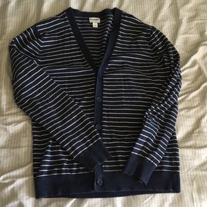 Blue white striped buttoned cardigan